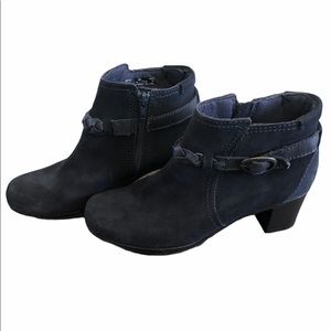 Clark’s Suede Leather Buckle Ankle Boots, Size 8